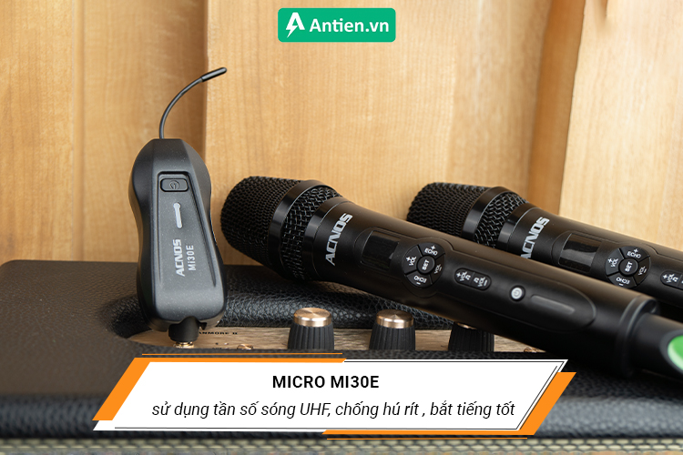 Micro của Mi30E sử dụng tần số sóng UHF hạn chế nhiễu và hú