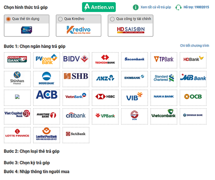 Khi mua Garmin tại Antien, hỗ trợ trả góp 0% lãi suất, linh hoạt qua nhiều hình thức thanh toán 