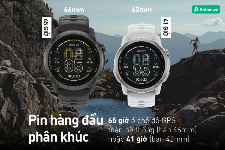 APEX 4 - 46mm đủ sức cùng bạn chinh phục mọi hành trình nhờ thời lượng tới 65 giờ chỉ GPS