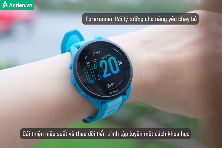 Forerunner 165 dành cho người dùng nữ đam mê chạy bộ và quan tâm sức khỏe
