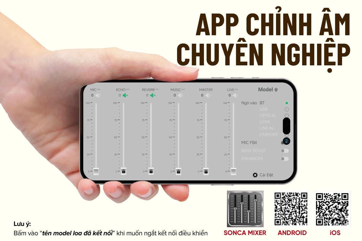 Tùy chỉnh chuyên sâu với app SONCA Mixer và CloudKaraoke trên Acnos Flac 36 Ultimate