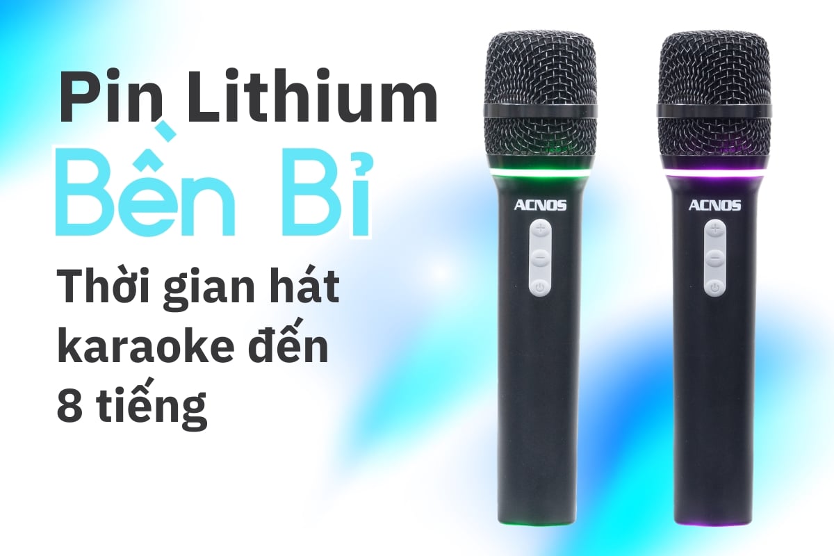 Loa Acnos S30 hỗ trợ pin sạc bền bỉ cho thời gian sử dụng lâu dài