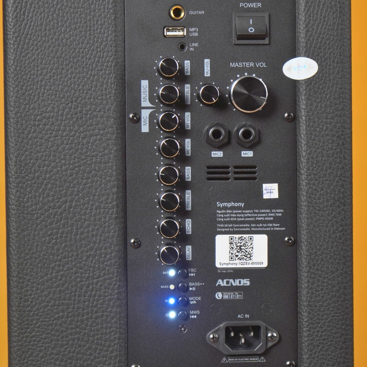 Loa karaoke di động Acnos Symphony có nhiều cổng kết nối đa dạng