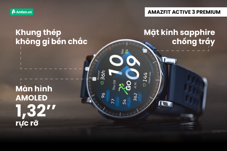 Sở hữu khung thép không gỉ bền bỉ cùng màn Amoled hiển thị thông tin sắc nét