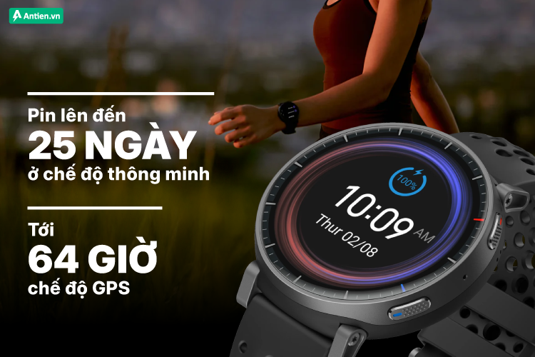 Thời lượng pin khủng tới 25 ngày ở chế độ smart, cho bạn thoả sức phiêu lưu