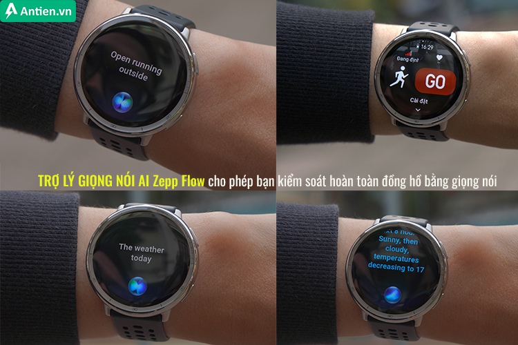 Sử dụng Zepp Flow™ để điều khiển đồng hồ bằng giọng nói, tùy chỉnh các tính năng
