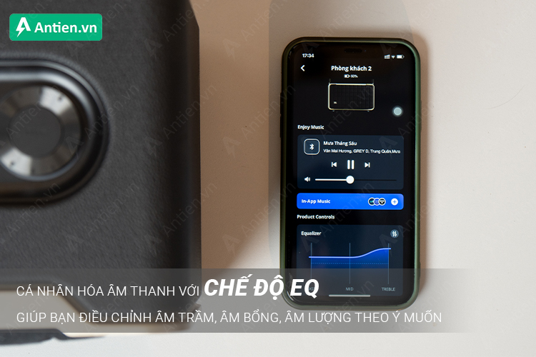 Cá nhân hóa âm thanh với chế độ EQ, bạn có thể tùy chỉnh các âm theo ý thích của bạn