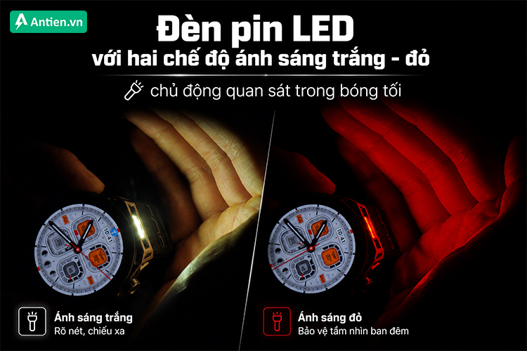 Đèn pin LED hỗ trợ quan sát khi tập luyện trong môi trường thiếu sáng