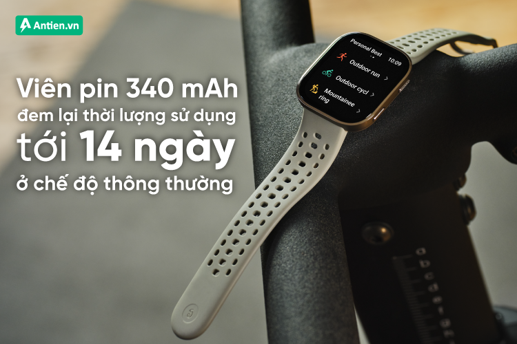 Thời lượng pin tới 2 tuần sử dụng để đồng hành cùng bạn trong mọi hành trình sống khoẻ, không lo gián đoạn giữa chừng