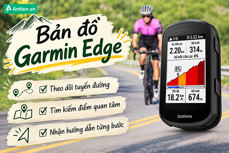 Bản đồ Garmin Edge mang đến hệ thống điều hướng hữu ích ngay trên ghi đông