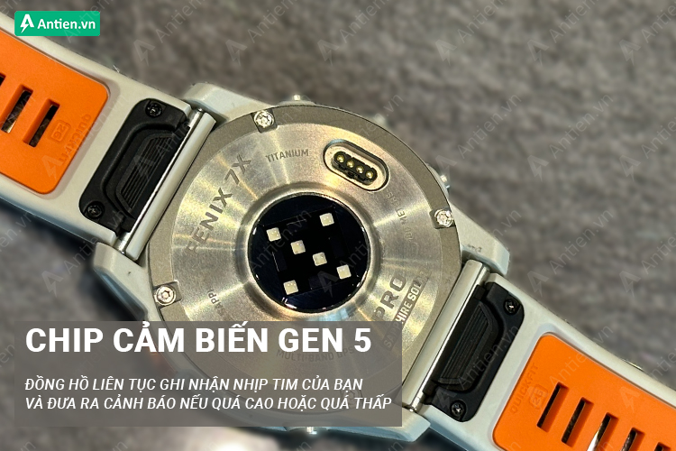 Theo dõi nhịp tim liên tục với độ chính xác lớn nhờ chip cảm biến Garmin Elevate Gen 5