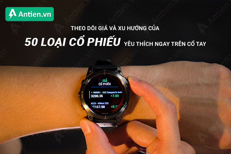 Đồng hồ Fenix 7 Pro bản Sapphire Solar theo dõi tới 50 loại cổ phiếu yêu thích ngay trên cổ tay