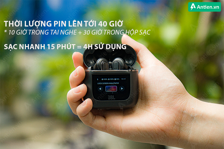 Hộp sạc thông minh hỗ trợ thời lượng pin tới 40h đem lại trải nghiệm liền mạch cho người dùng