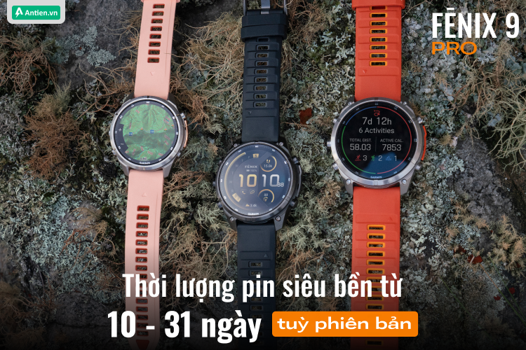 Fenix 9 Pro - 51mm đồng hành lâu dài với mọi hành trình của bạn với thời lượng sử dụng pin tới 31 ngày chế độ smart watch