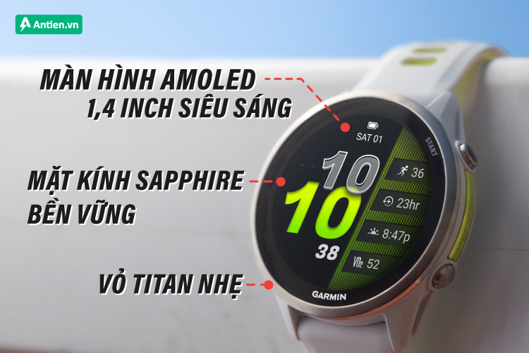 Forerunner 970 toát lên phong thái của đồng hồ thể thao đỉnh cao, màn hình sắc nét, rực rỡ
