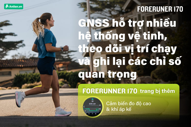 Bản Forerunner 170 Music trang bị GNSS đa vệ tinh, cùng bộ cảm biến nâng cao