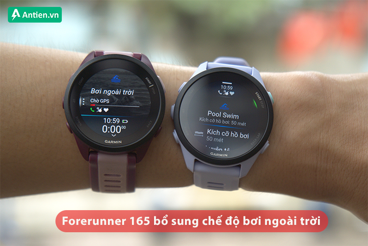 Forerunner 165 có chế độ bơi lội ngoài trời, trong khi Forerunner 70 chỉ có bơi trong nhà
