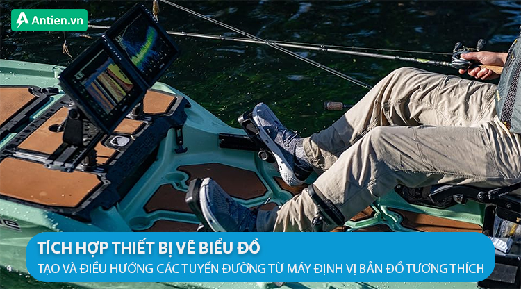 tích hợp không dây với máy vẽ bản đồ Garmin cho phép tạo các tuyến đường và lộ trình cho động cơ đẩy thuyền đi theo trong khi câu cá