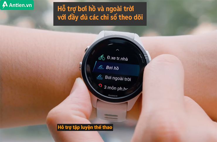 Không chỉ hỗ trợ chạy bộ chuyên sâu, FR265 còn giúp bạn tiến bộ trong từng vòng bơi, kể cả bơi hồ hay bơi ngoài trời