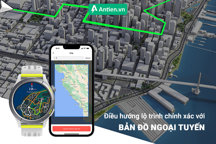 Nhập tên lộ trình vào bản đồ ngoại tuyến để điều hướng bạn theo tuyến đường phù hợp