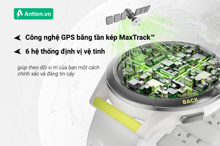 Theo dõi vị trí của bạn chính xác với 6 hệ thống định vị vệ tinh cùng GPS băng tần kép MaxTrack