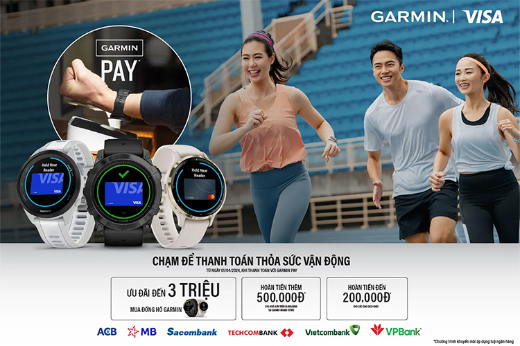 Trải nghiệm sống tiện nghi và hiện đại hơn khi thanh toán Garmin Pay, ưu đãi tới 3 triệu đồng khi giao dịch trong tháng 4/2024