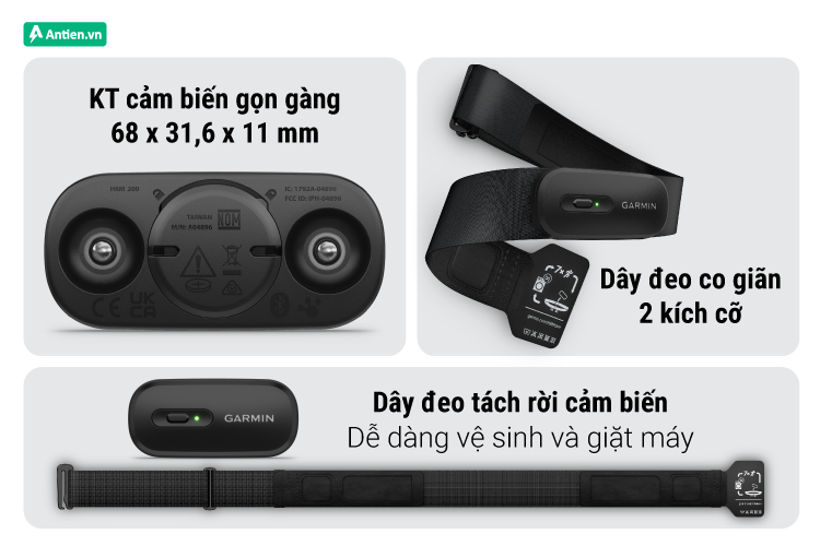 HRM 200 với cảm biến nhỏ gọn cùng dây đeo linh hoạt 2 size