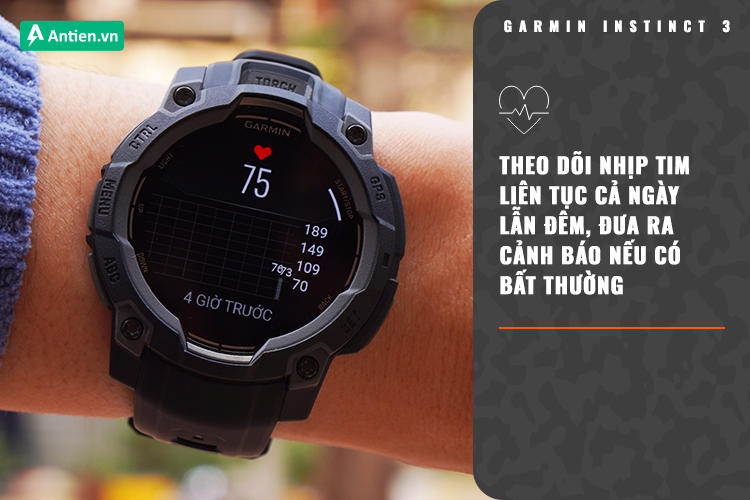 Theo dõi nhịp tim 24/7 và đưa ra cảnh báo khi nhịp tim quá cao hoặc thấp