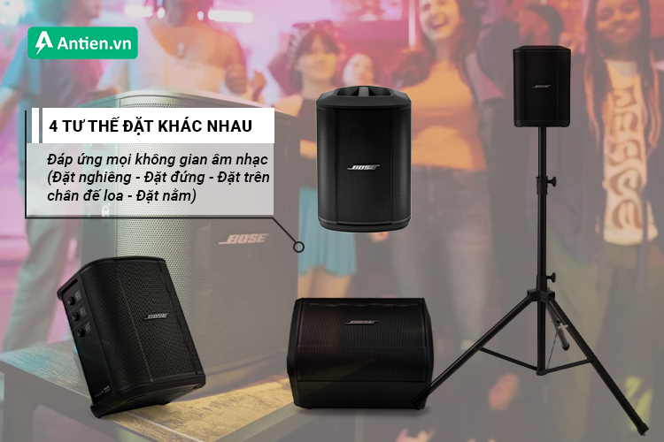 Loa có thể đặt ở nhiều tư thế khác nhau để phù hợp với không gian biểu diễn