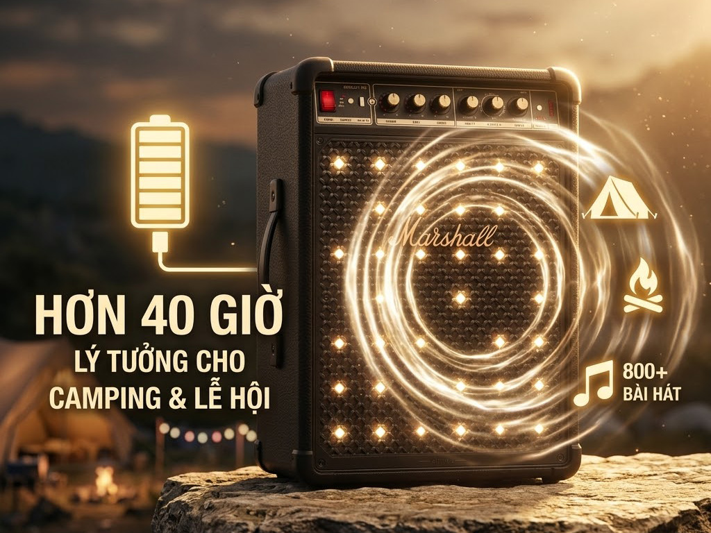 Loa Marshall Bromley 450 cho thời lượng pin hơn 40 giờ ấn tượng