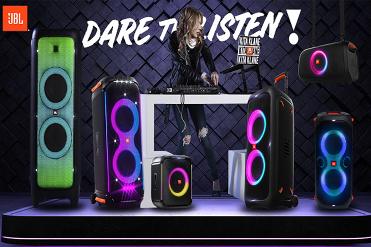 Dòng loa tiệc Partybox đều có thiết kế trẻ trung, tiện lợi với tay kéo vali