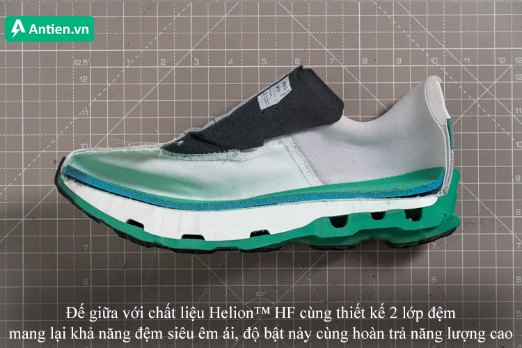 Đế giữa với thiết kế 2 lớp đệm Helion™ HF mang lại khả năng đệm êm ái