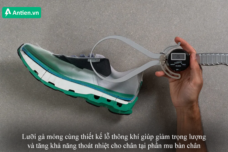 Lưỡi gà với thiết kế loại bỏ đệm cùng các lỗ thoáng khí