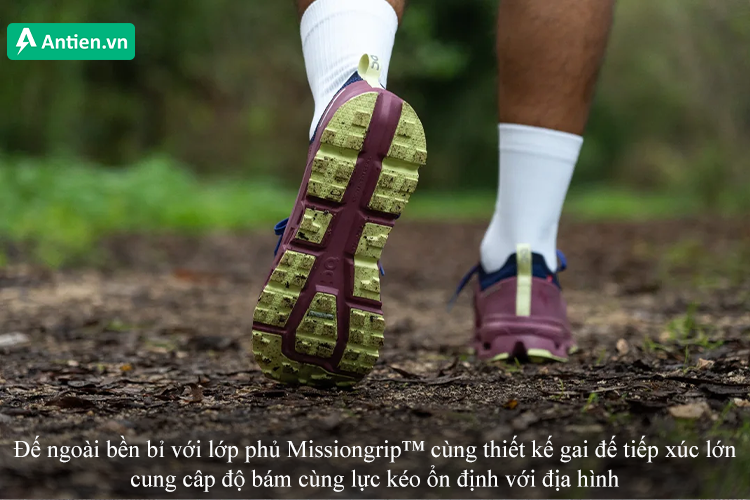 Đế ngoài bền bỉ nhờ chất liệu Missiongrip™