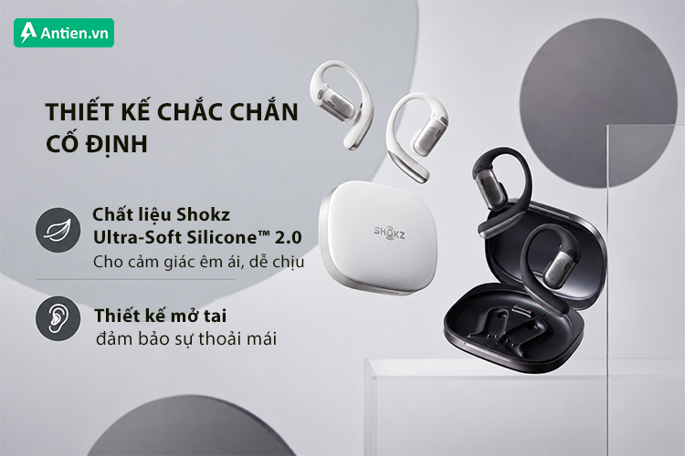OpenFit Pro sở hữu thiết kế tai mở mềm mại, dễ chịu nhờ chất liệu Ultra-Soft Silicone 2.0