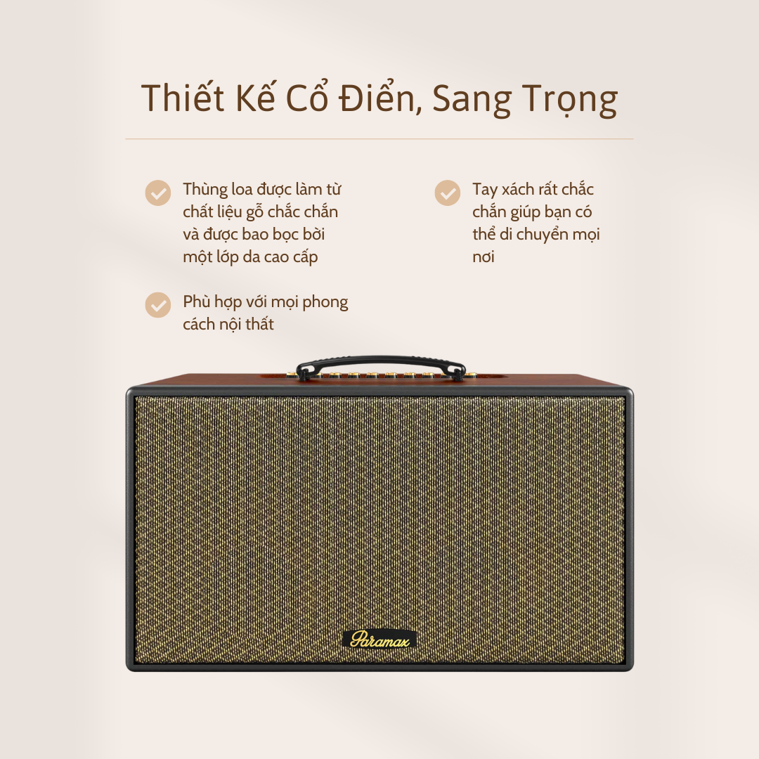 Paramax Aura - Thiết kế cổ điển nhỏ gọn, dễ dàng di chuyển