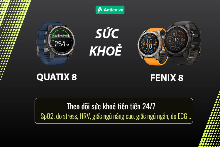 Quatix 8 và Fenix 8 là cỗ máy theo dõi sức khoẻ toàn diện, giám sát 24/7