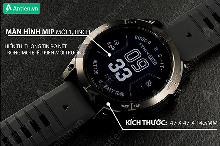 Fenix 7 Pro sở hữu thiết kế chắc chắn với màn hình MIP thế hệ mới