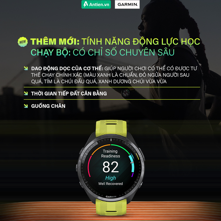 FR965 đo các chỉ số chạy bộ quan trọng như nhịp, độ dài sải chân, thời gian tiếp đất...