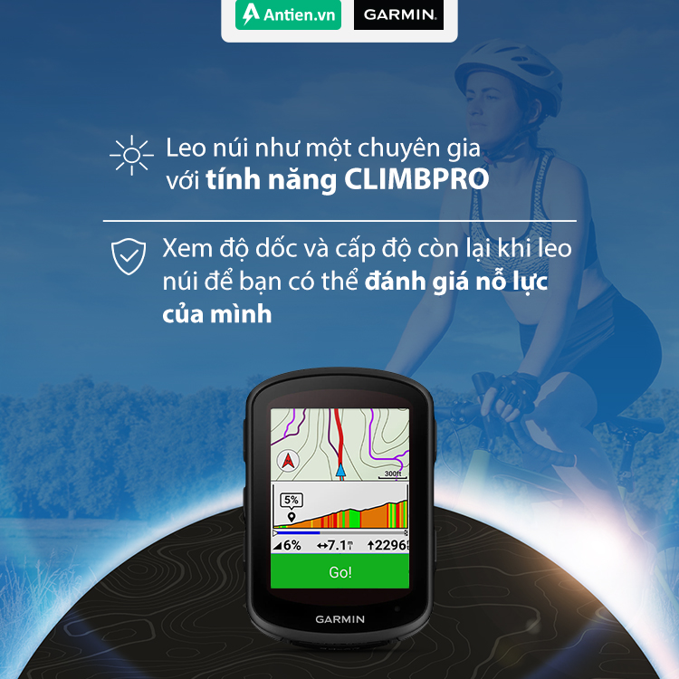 Tính năng ClimbPro cho bạn tự động xem phần đi lên và cấp độ còn lại khi đang leo lên