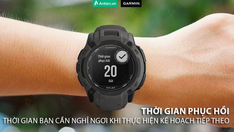 Instinct 2X Solar sẽ cho bạn biết thời gian để hồi phục thể lực 100% trước khi thực hiện nỗ lực tiếp theo