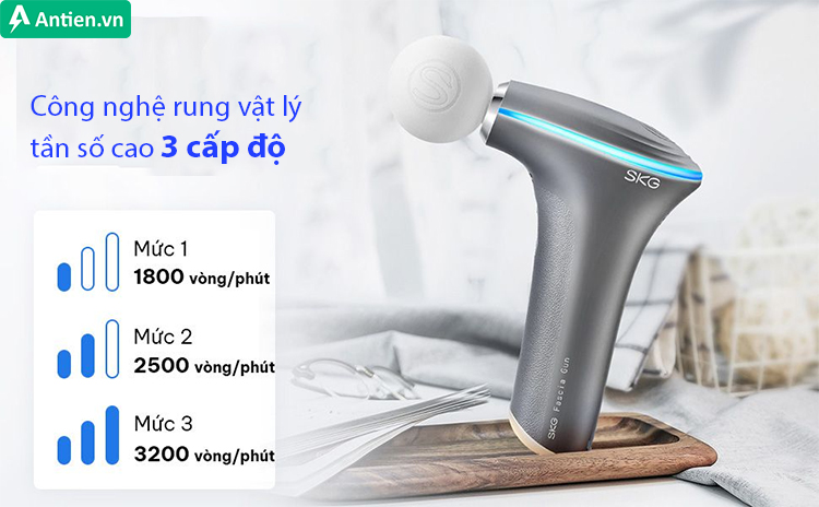 SKG F5 sở hữu 3 cấp độ massage tác động vật lý chuyên sâu