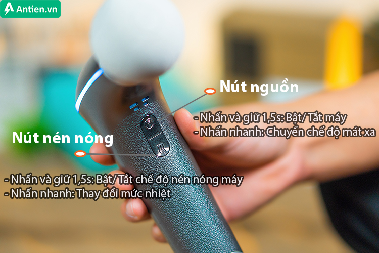 Máy massage SKg F5 sử dụng đơn giản với 2 nút bấm tính năng