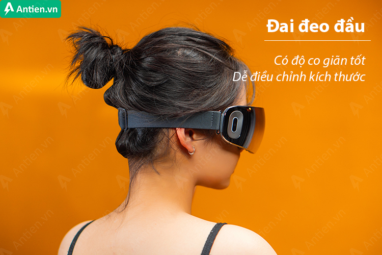 Dây đai vòng quanh đầu có độ đàn hồi tốt và có thể điều chỉnh kích cỡ để phù hợp mọi vòng đầu