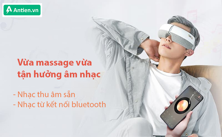 Vừa mát xa vừa tận hưởng âm nhạc với nhạc thu âm sẵn hoặc từ kết nối bluetooth