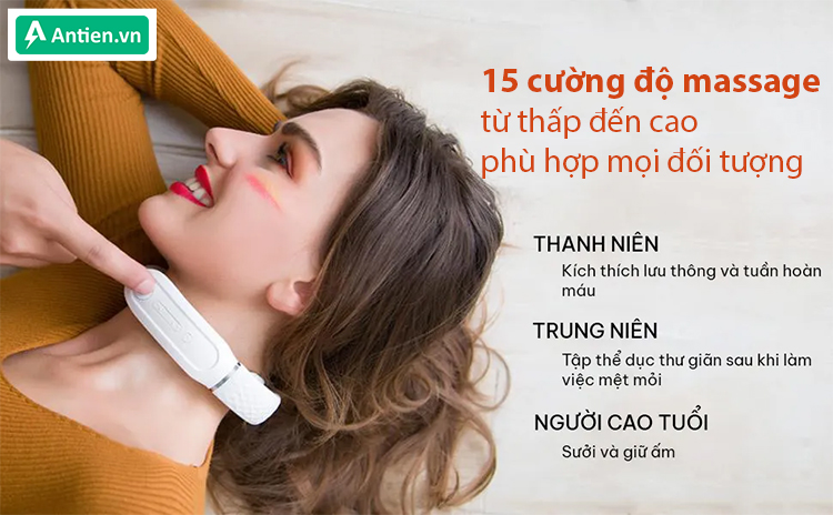 Tùy vào độ tuổi và thể trạng cơ thể để lựa chọn 1 trong 15 cấp độ mát xa trên SKG 4356E