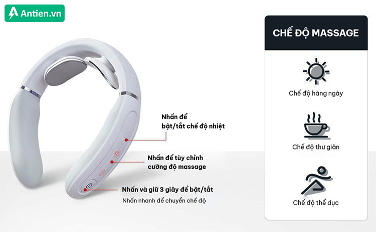 Vận hành máy mát xa cổ SKG 4356E vô cùng đơn giản với 3 nút chỉnh