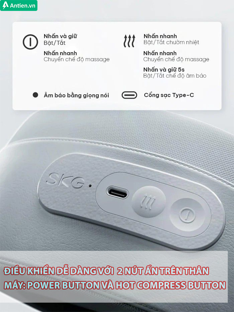 SKG N5-E sử dụng rất đơn giản qua 2 nút bấm trên thân máy