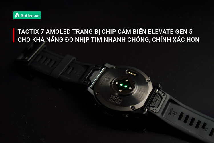 Trên thế hệ Tactix 7 AMOLED sử dụng chip cảm biến nhịp tim thế hệ thứ 5, tăng độ chính xác hơn