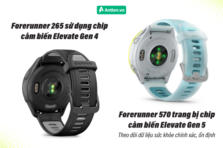 Forerunner 570 sử dụng chip cảm biến ElevateGen 5 hỗ trợ đo nhịp tim chính xác, ổn định